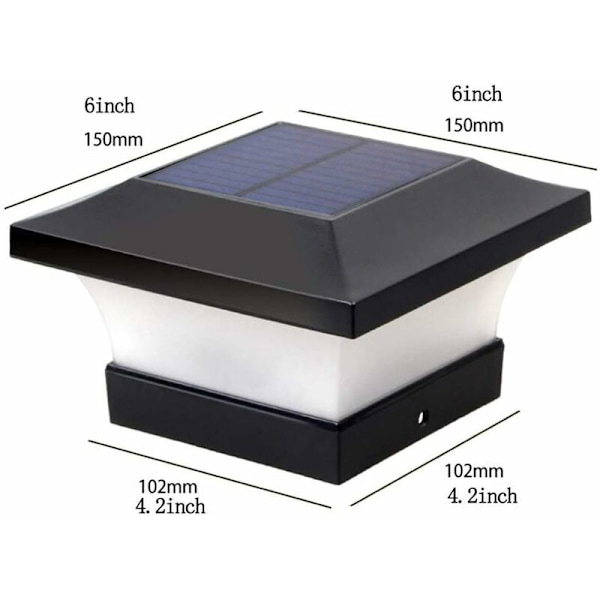 Solcelle Stolpe Solcelle Lys, Solcelle Stolpe Solcelle Stolpelampe Solcelle Søylelampe Vanntett Utendørs Kolonnelampe LED Solcellelampe for Trestolper, Dekk, Terrasse, F