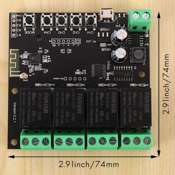 4CH Tuya WiFi Switch Modul Relæ Smart Life APP Fjernbetjening Timer til Hjemmet