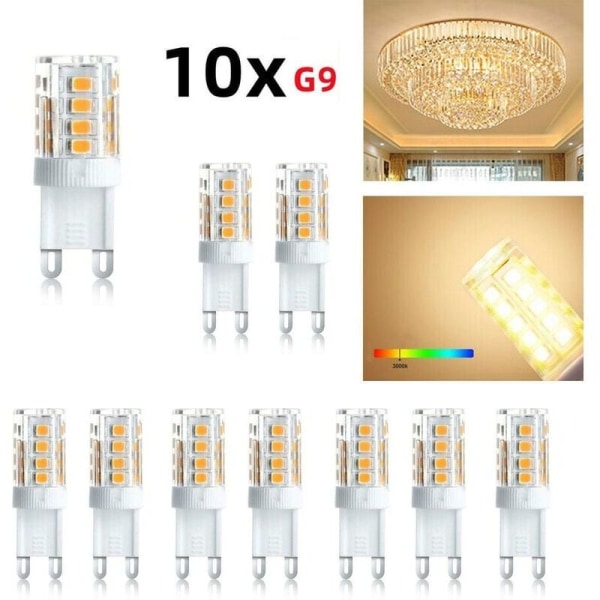 Pakke med 10 LED-spotlights, LED-dekorationslys, G9 LED-pære, 5 W varm hvidt koldt hvidt, energibesparende LED-pærer, udskiftningshalogenpære, AC 230 V