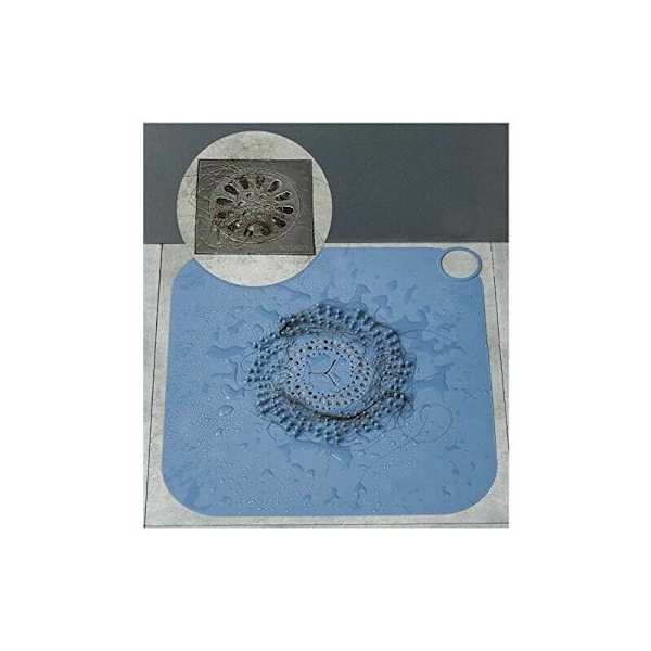 Dusj avløpsdeksel, silikon hår catcher, badekar sifon for dusj (blå)