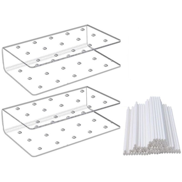 2 stk 15 hull transparent kake lollipop holder display godteri holder med 100 lollipop pinner for bryllup bursdag dessert