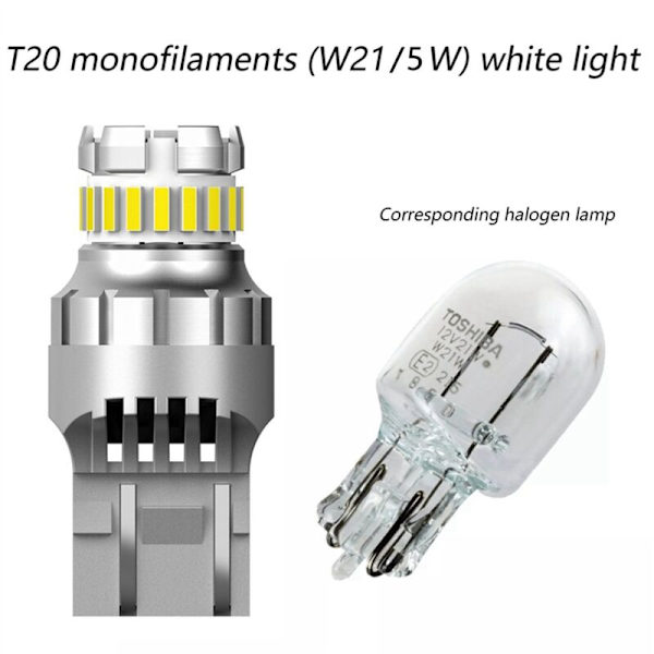 3X Auton T20 7440 W21W LED Canbus Peruutusvalot W21/5W 7443 Polttimo Jarruvilkku 6500K Super Takavalo