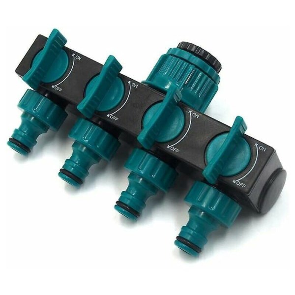 Utendørs kran 4-veis hageslangekranadapter, 4-veis slangedeler, 4-veis slangekobling for hagevanning (blå)