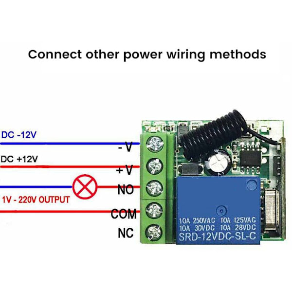 RF 433MHz Langaton Kytkimen Vastaanotin DC 12V Yksi Relae Vastaanotin Moduuli Universaalilla Langattomalla Kaukosäätimellä 2 kpl