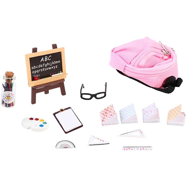 1:12 Scale Dollhouse School Supplies Scene Simulation Laptop Ruler School Bag Books Dollhouse Accessories