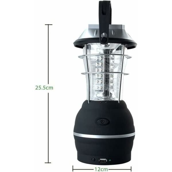Solcellelykt, Ultra Bright LED Campinglampe, 2 Justerbare Lysmoduser, 5 Lademetoder, med Håndsveiv Dynamo, Lang Lystid for Campin