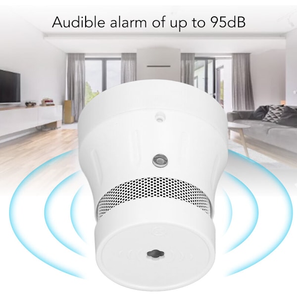 Rökdetektor med WiFi-stöd för Tuya-appen, röstvarning och LED-lampa - Smart hem-rökalarm