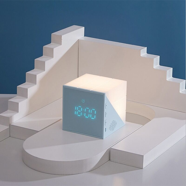 Kvadratisk väckarklocka LED nattlampa väckarklocka USB laddningsklocka digital väckarklocka