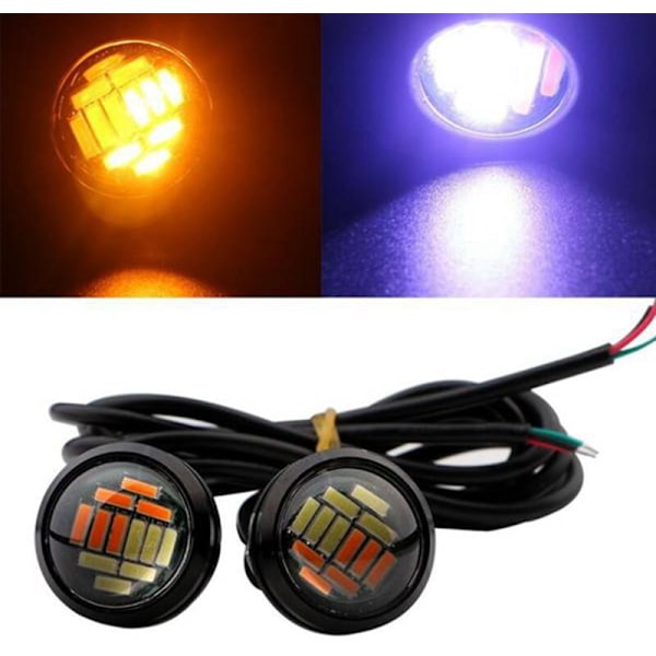 8 Dobbelt Farve Switchback 4014 12V 23Mm Pcs Led Dagkørelys Drl Eagle Eye