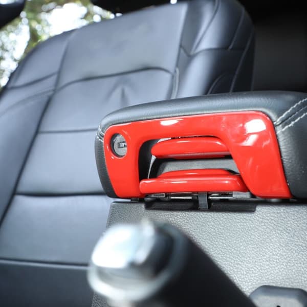 Center Console Armrest Switch Button Trim Sticker til 2018-2022 JL JT, ABS Rød