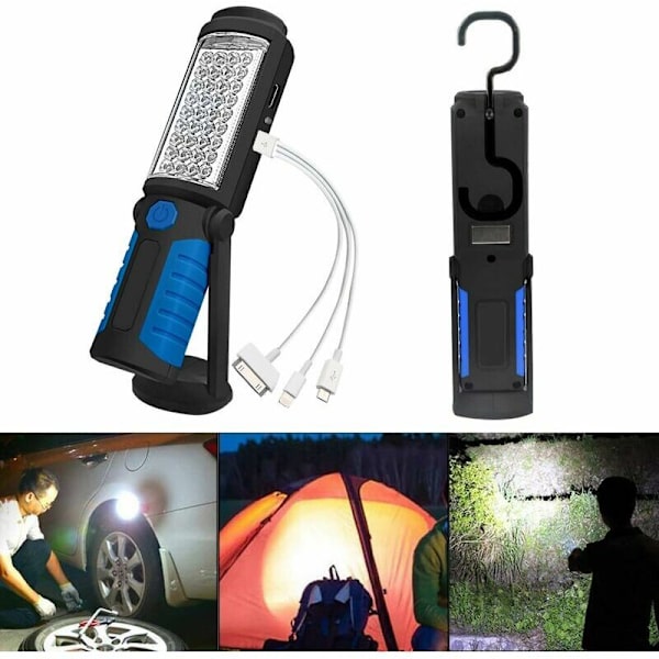 Ladesbar LED-lys Inspeksjonslampe, Ladesbar LED-arbeidslys med Magnetisk LED-lommelykt Inspeksjonslys Arbeidslys