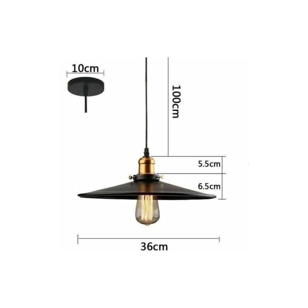 36cm E27 Industri Pendellampe Retro Lysekrone Sort Lampeskærm Loftlampe Armatur til Stue Køkken Bar 1STK, Sunny