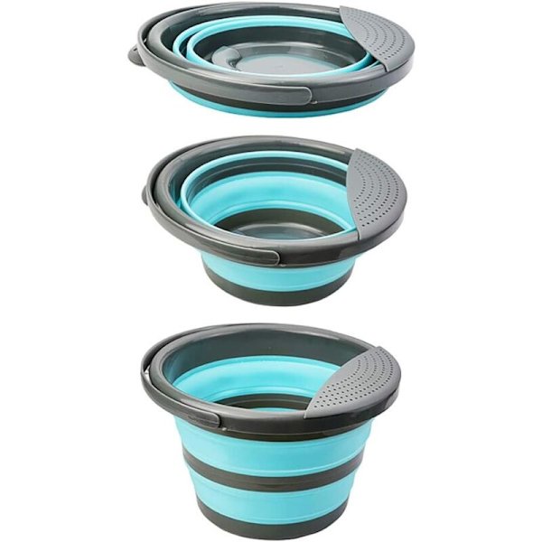 5 Liters Vikbar Silikonhink Vikbar Hink - 5L Hink Silikonhink för Rengöring Camping Fiske Matlagning (5L, Blå)