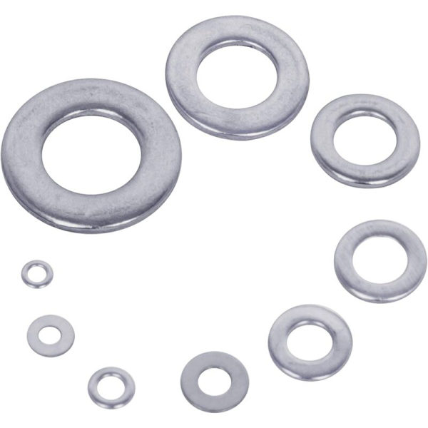 Metal Skiver (580 styk) med Plastikboks - 9 Forskellige Størrelser af Rustfrit Stål Skiver M2, M2.5, M3, M4, M5, M6, M8, M10 og M12 - Sortimentet af