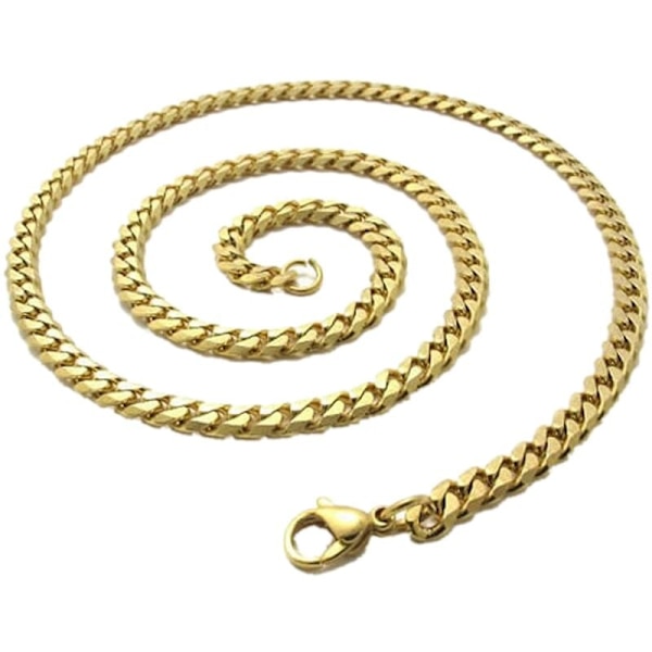 Kæde Smykker Herre Rustfrit Stål Curb Kæde Halskæde - Guld (Bredde 4mm, Længde 70cm)
