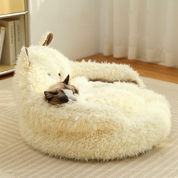Jäähdytysmatto Alpakka Kissanpesä Kissanhiekka Talvi Lämmin Pesä Pehmeällä Tyynyllä Liukumaton Pohja Pehmeä Matto Kissanpesä Beige 40cm