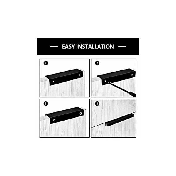 10 stk. sorte håndtak i sort aluminiumlegering - usynlige håndtak i sort til kjøkkenmøbler - matte sorte møbelhåndtak i aluminiumlegering