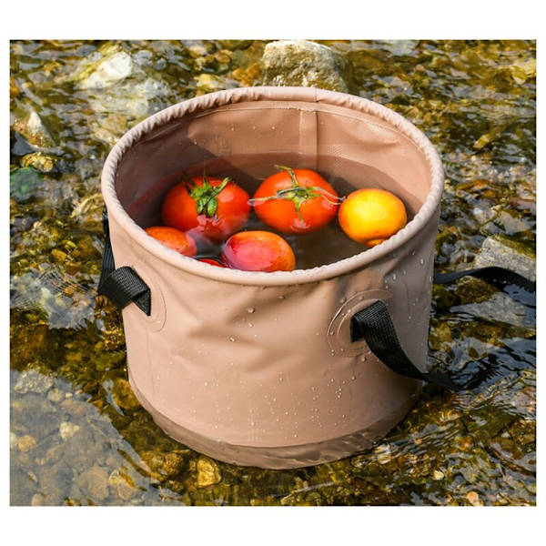 Fällbar multifunktionell hink för utomhuscamping, stor kapacitet, bärbar fiskehink, bilförvaringshink, khaki färg, 10L - DENUOTOP
