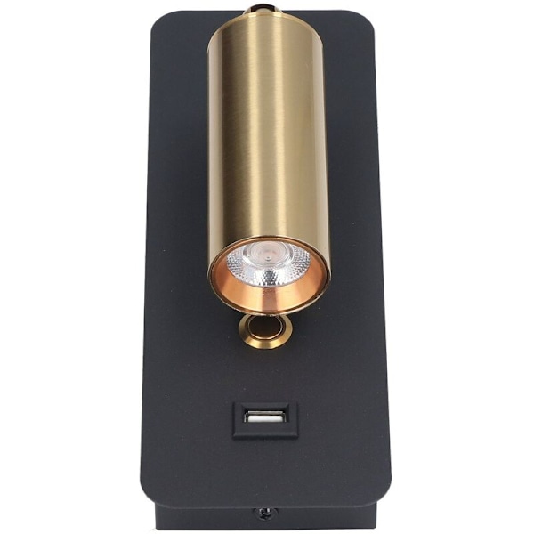LED Vægskinne Minimalistisk Nøgleafbryder USB Opladning Sort Guld Neutral Belysning Vægskænke til Sengen 85 til 265V