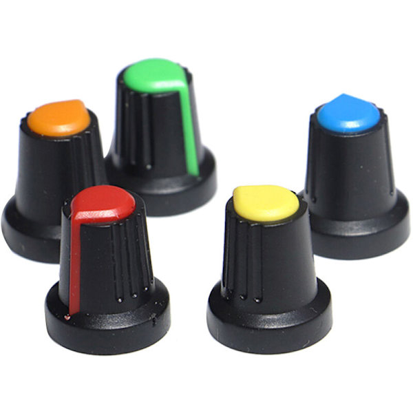 120PCS Potentiometer Knob Kit Plastknapper Hette 6Mm Diameter Akselhull Potentiometer Knapper Hetter