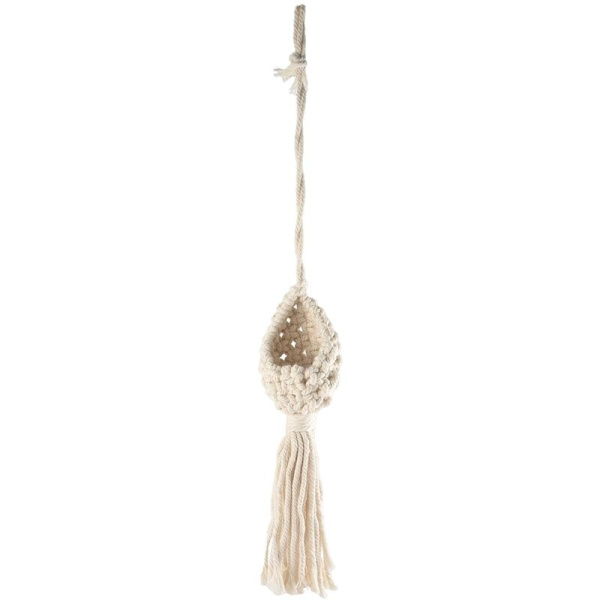 Boho Macrame Luftväxt Hängare Tillandsia Hängande Korg Rephållare Blomdekor (13CM)