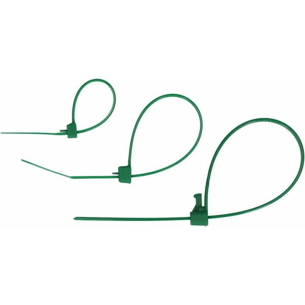100-pack återanvändbara kabelbindare (7,6 mm x 250 mm, gröna)