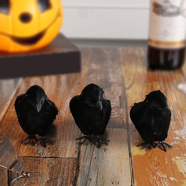 2 kpl Halloween-koristeita, simuloituja sulkakorppeja, pöytäkoristeita, mustia korppikuvia, rekvisiittaa, lintujen karkottamiseen, länsimaisiin festivaalitarvikkeisiin