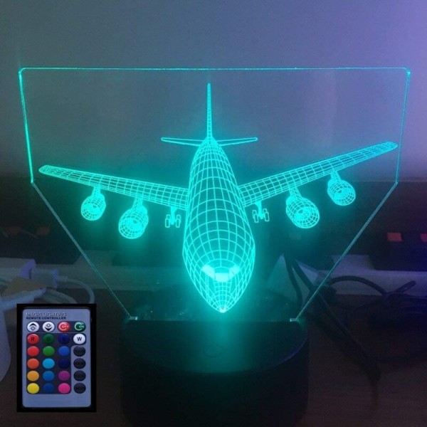 3D-lentokone LED-lamppu Art Deco -lamppu LED-valot Koristelamppu Kaukosäädin 7/16 Väriä Vaihtuu USB-virralla Lastenlahja Syntymäpäivä Joululahja