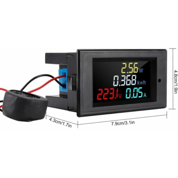 Digitalt amperemeter og voltmeter AC 80-300V multifunktionsmåler D69-2049 digitalt amperemeter og voltmeter