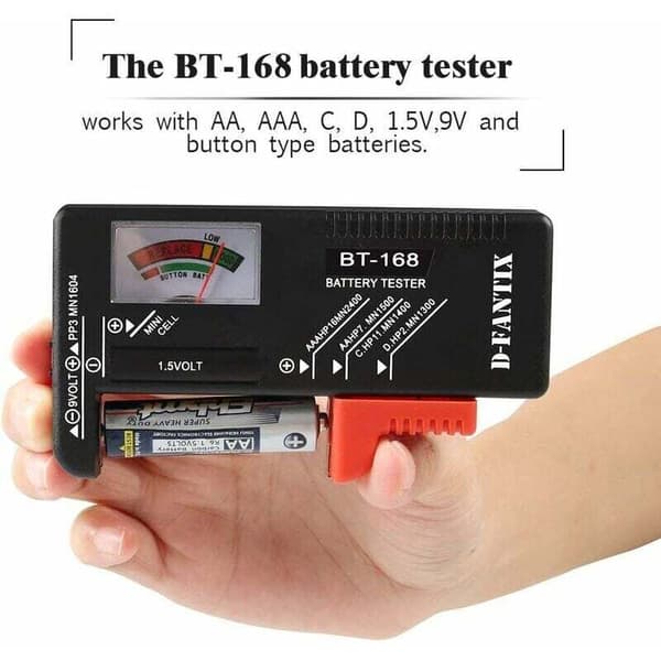 Universal batteritester, batterispændingstester til AA AAA C D 9V 1,5V nøglebatterier