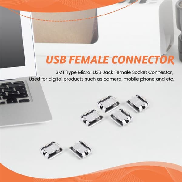 50 st PCB SMT -USB Typ B 5-stiftsadapter
