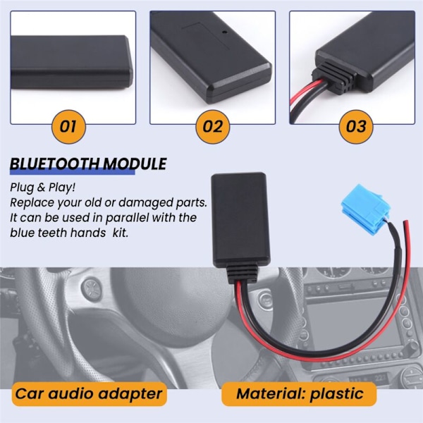 Blå-tand musikadapter Aux radiointerface uden stereo Aux-kabel til 147 156 159 Brera Mito Gt