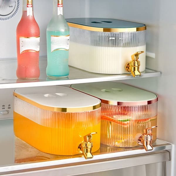 Køleskabsdispenser med lækagesikker plastbeholder, køledispenser, hvid