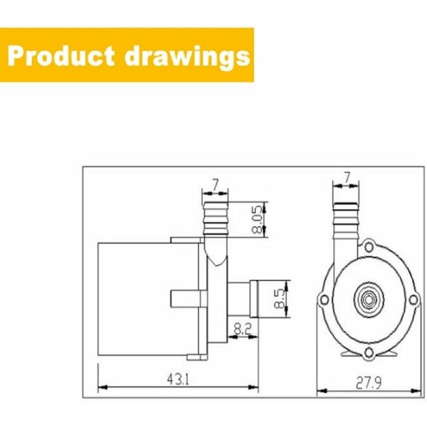 Mini Vattenpump, DC 12V 240L/H Mini Micro Nedsänkbar Borstlös Vattenpumpar - Vattenkylningspumpmotor med USB-kontakt