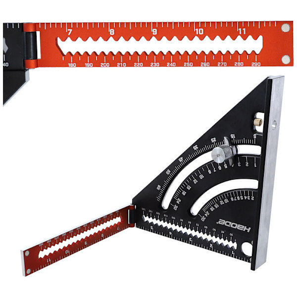 Metall Aluminium Snekker Vinkel Folding Triangle Linjal Kombinasjon Vinkel 317mm Multifunksjon Triangle Vinkel Vinkelmåler 45 90 Grader/C