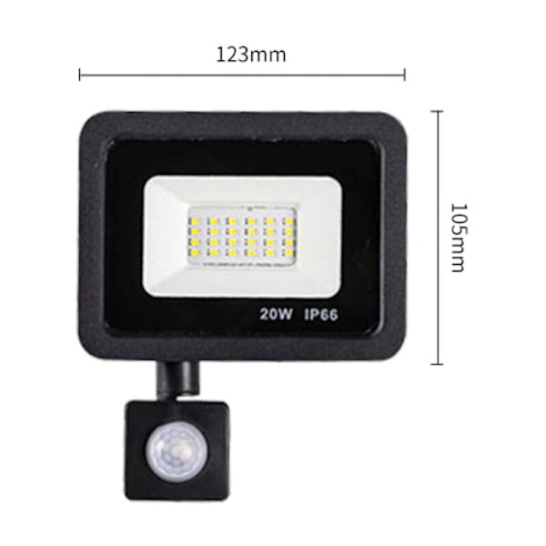 20W LED-ulkovalaisin liikeanturilla, 24 LED:tä Ulkovalaisin liikeanturilla IP65 vedenkestävä, LED-ulkovalaisin 6500K Puutarhan valaistukseen