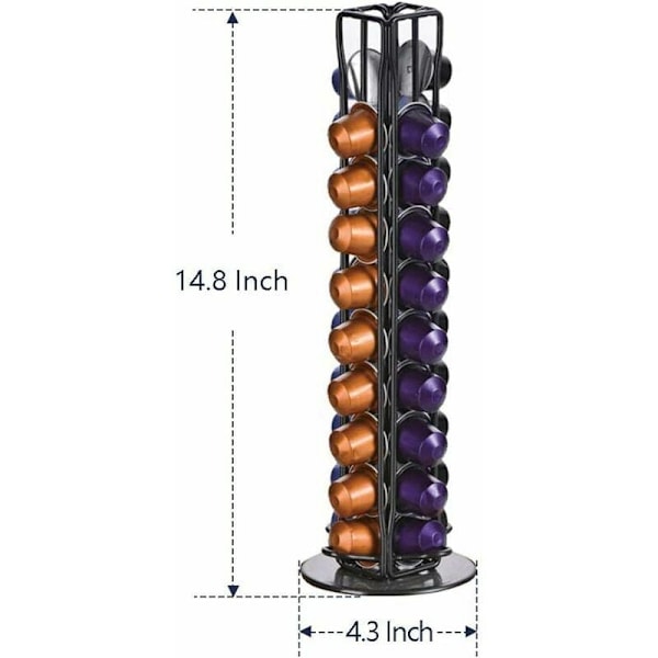 Nespresso Kapselholder, 360 Graders Drejelig Nespresso Kaffeekapselholder, Sort Nespresso Kapsel Dispenser Rækkevidde 40 Stk, Nespresso Kapsel