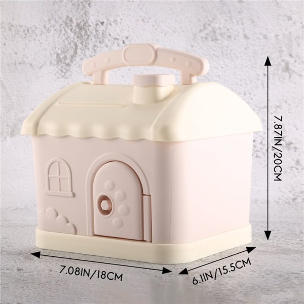 Cute House Piggy Bank with 3D Sticker Kawaii Money Box for Kids Adults Piggy Bank for Coins Banknotes Birthday Gift, 1