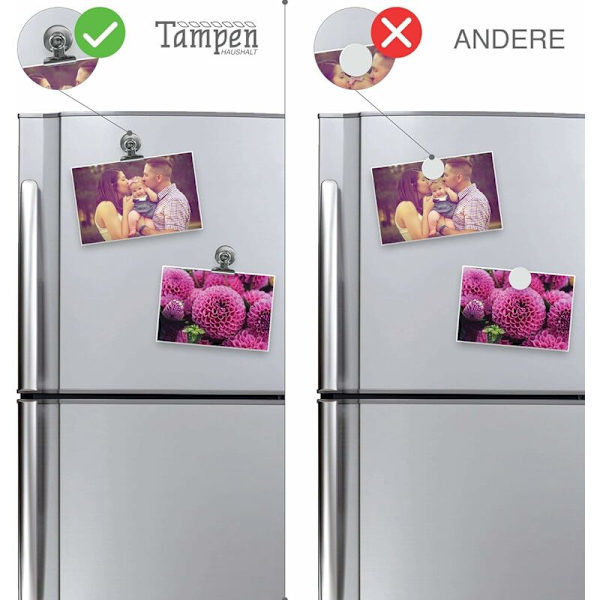 Magneetit klipseillä/klipsit · 8x magneettiset klipsit · klipsit naarmuuntumattomalla tarralla · jääkaappimagneetti klipseillä · vahvat magneetit · kotiin · s