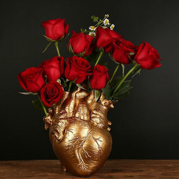 Nordisk stil resin anatomisk hjerte vase skrivebord plantepotte for hjemmedekor-B