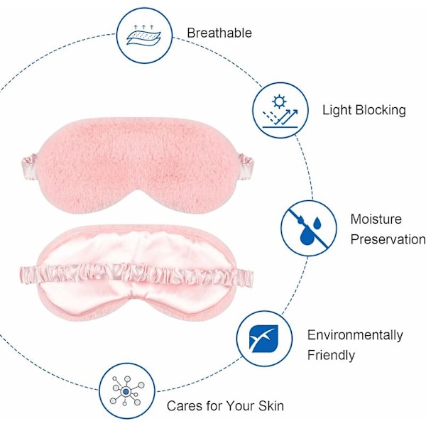 Sovmasker för mörkläggning - 3-pack, Mjuk och fluffig, med reseväska, för kvinnor och barn (Rosa/Lila/Grå)
