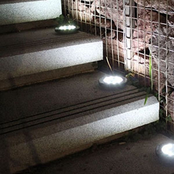 Solcelle Jordlys, 8LED Solcelle Stisystem Vandafvisende Have Landskab Belysning til Gård Dæk Plæne Terrasse (4 Pakke)