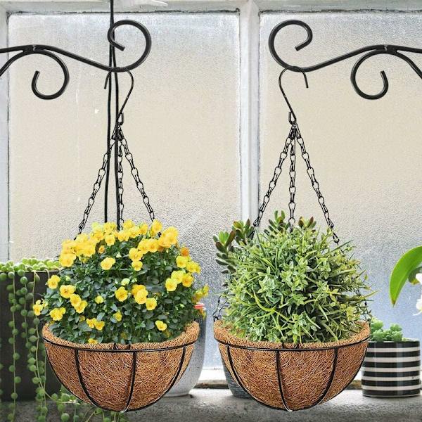 Set om 2 naturliga kokosfiberfoder för blomkruka 35 cm hängande korg för blomkrukor Kokosfiberersättning för planteringskärl