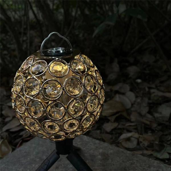 Kristalllampa för Rund Ihålig Skugga Utomhus Camping Glamping Ljus Atmosfär Guld