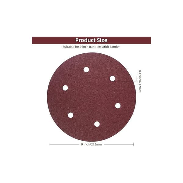 225mm Sanding Disc, 10 st Sanding Disc, 225mm Sanding Discs Sandpapper Hook and Loop Sanding Discs för Long Neck Sanders, Plaster Sanders(6 Hål