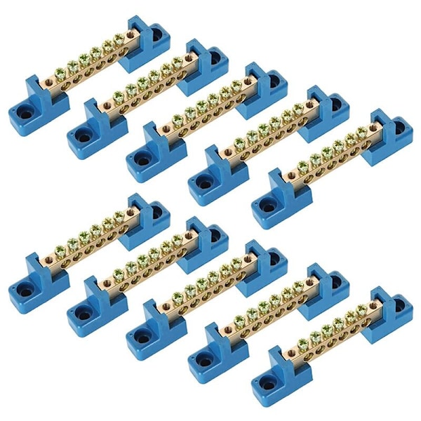 10Pcs 6 Position Brass Screw Terminal Bus Bar Terminal Block Ground