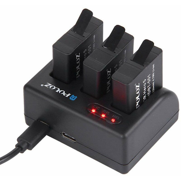3-kanals batteriopladerhub parallel multipel strømadapter til Hero6 / 5 Ahdbt-501