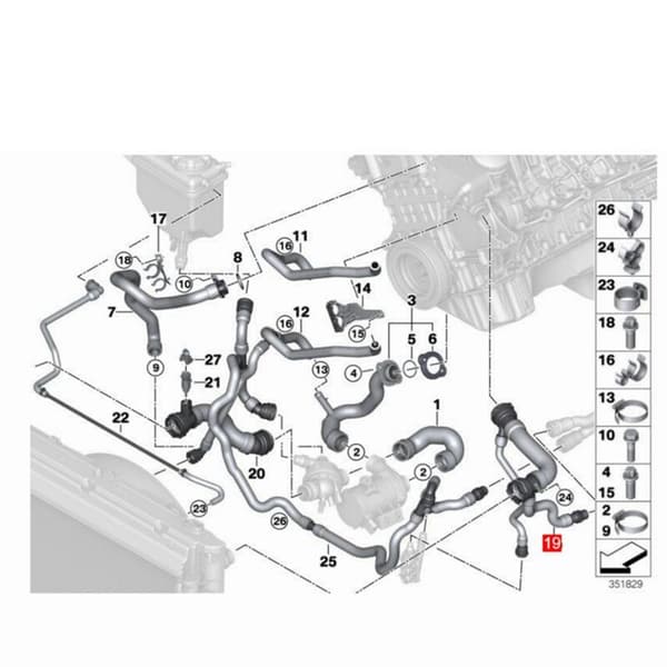 Kølertilbehør til 5-serie X5 X6 E60 E70 E71 Kølevæsketank 17127546064