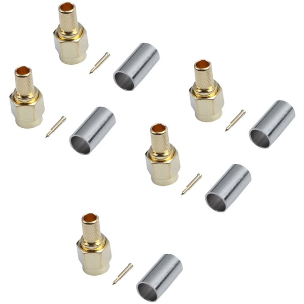 5X Sma-liitin Rf-koaksiaalinen puristusliitin Rg58 Rg142 Rg400 Lmr195 Rg223 Kulta Hopea