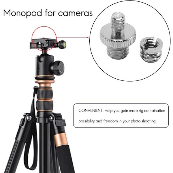 10 stk 1/4 tommers og 3/8 tommers kameraskrueadapter konverter gjengesett for monopod kulehode stativ lampeholder utstyr skuldre